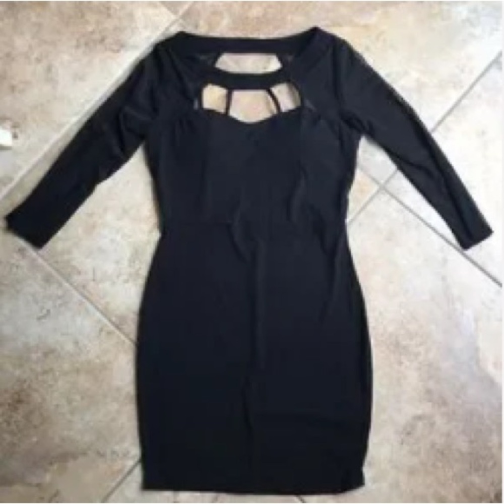 Black Cutout Bodycon Dress - Women's Elegant Evening Dress